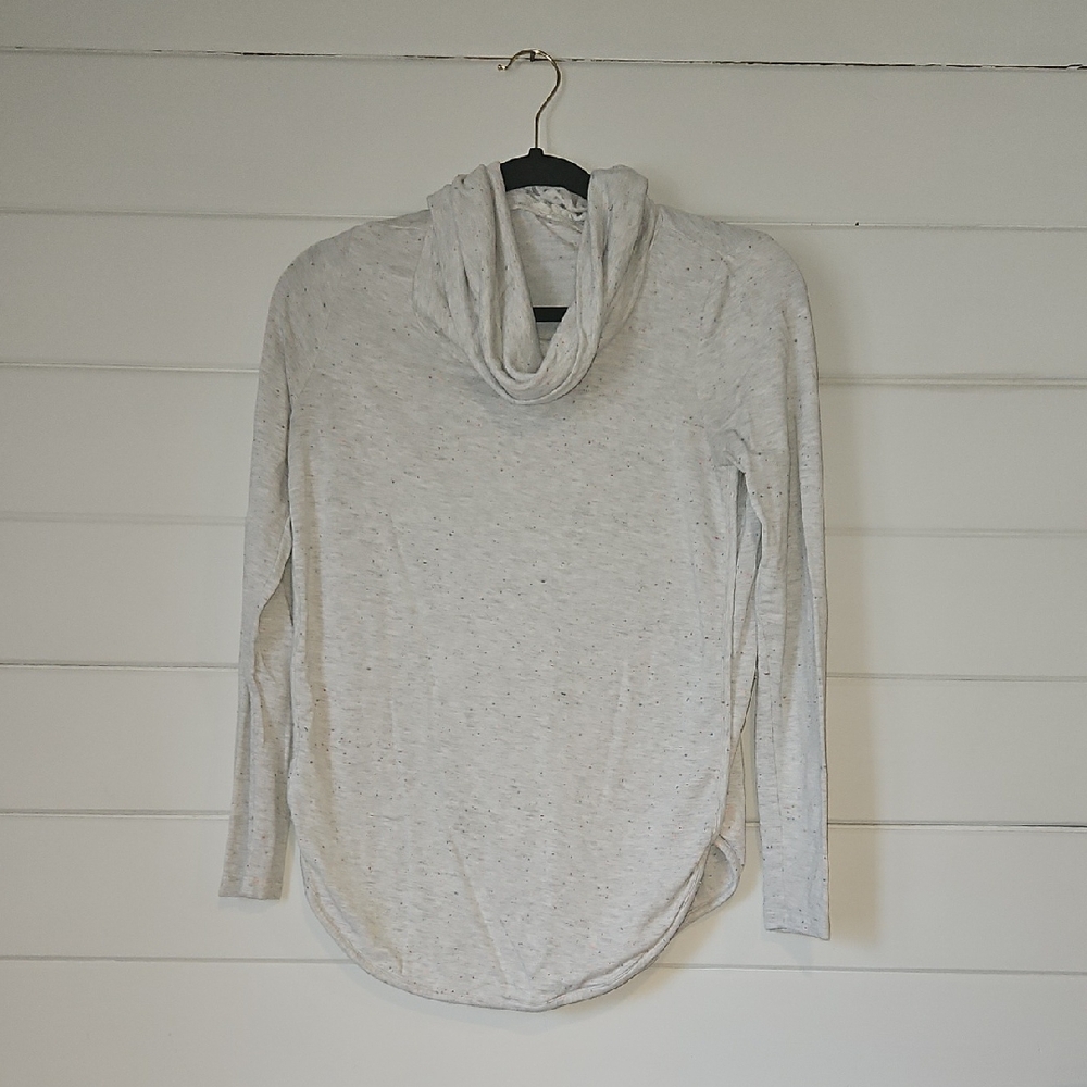 LOFT Outlet Lounge Heathered Gray Confetti Cowl Neck Sweater (S)